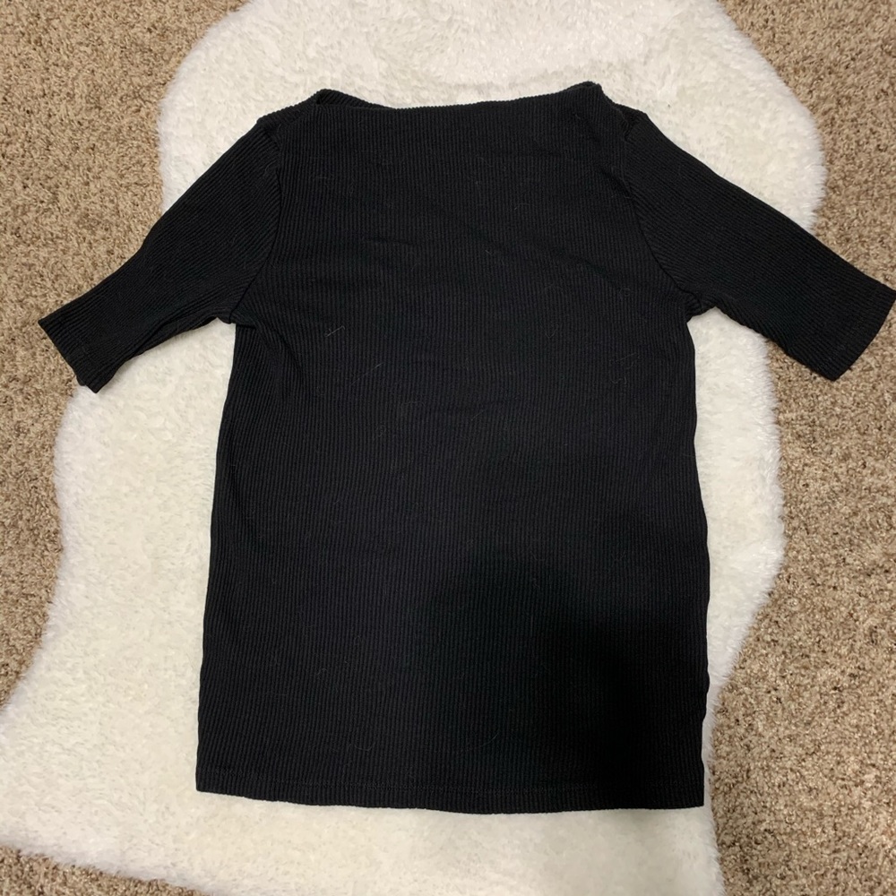 Uniqlo ribbed elbow length boat neck tops